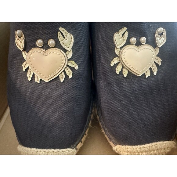 Kate Spade Beach Date Espadrilles‎ Crab Slip On Shoes Navy Women's 7.5 - Picture 7 of 9